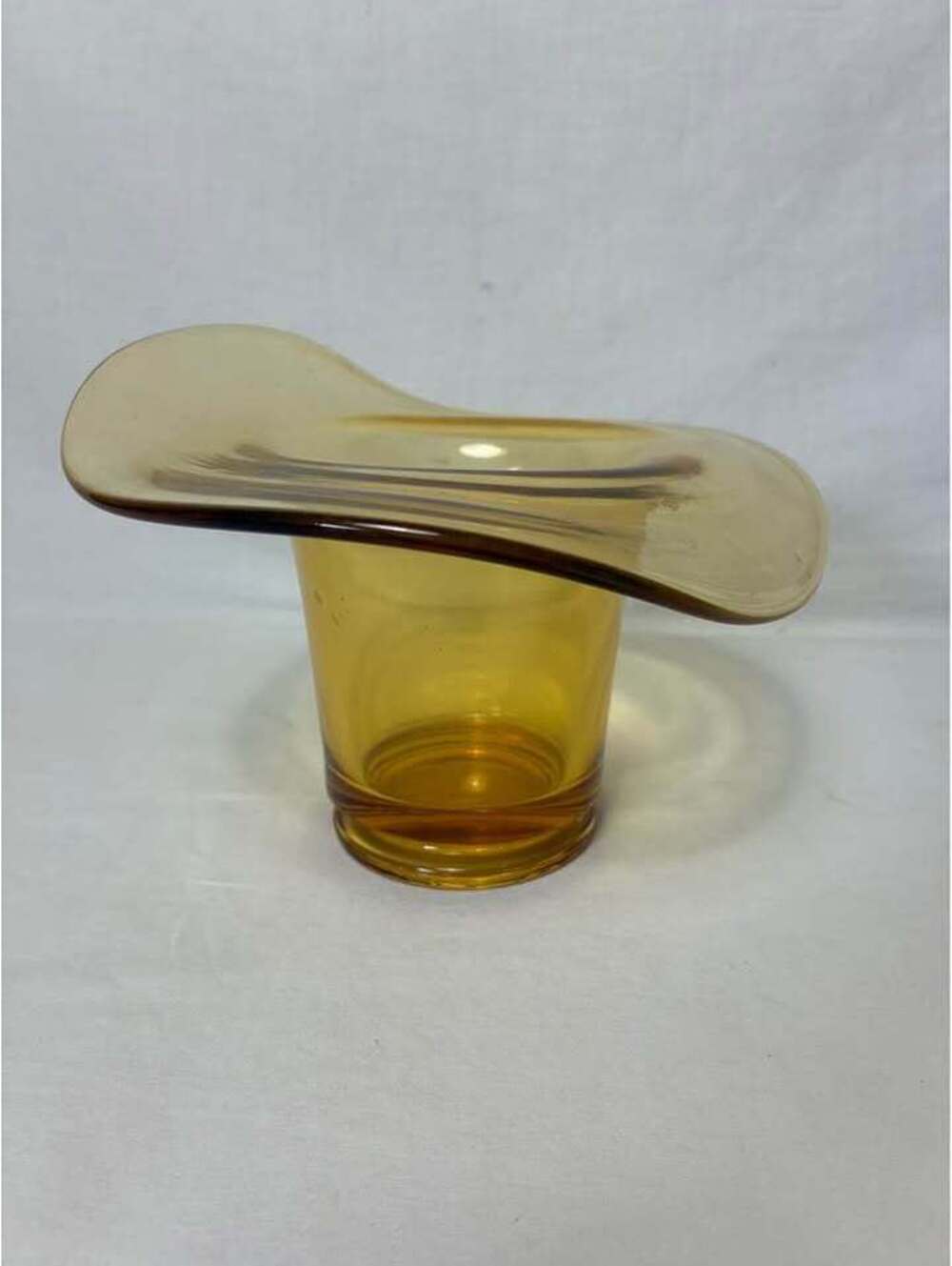 Amber top hat glass vase